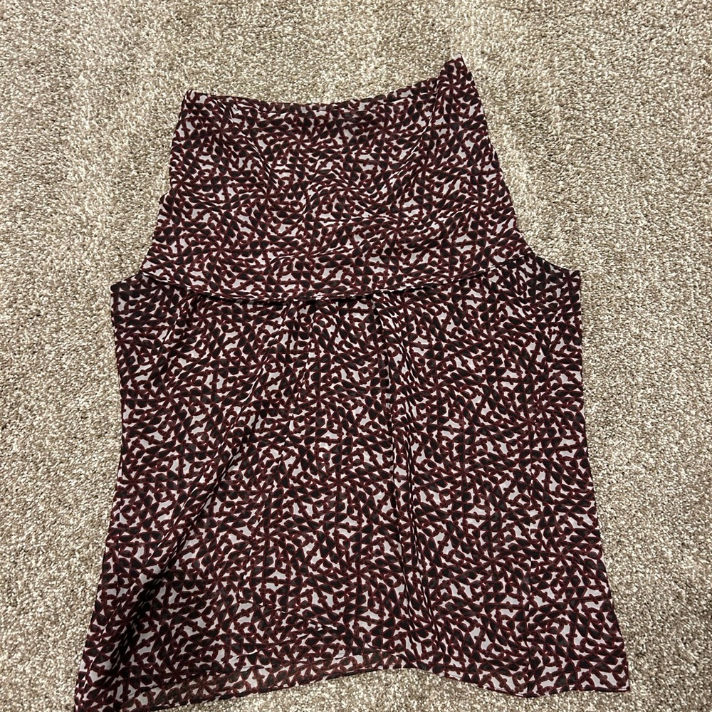 CAbi Burgundy and Black Geometric Top